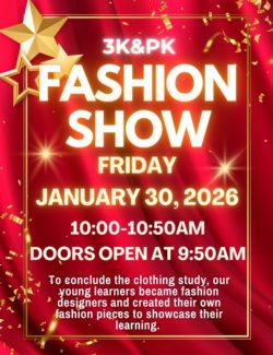 3K and Pre-K fashion show flyer